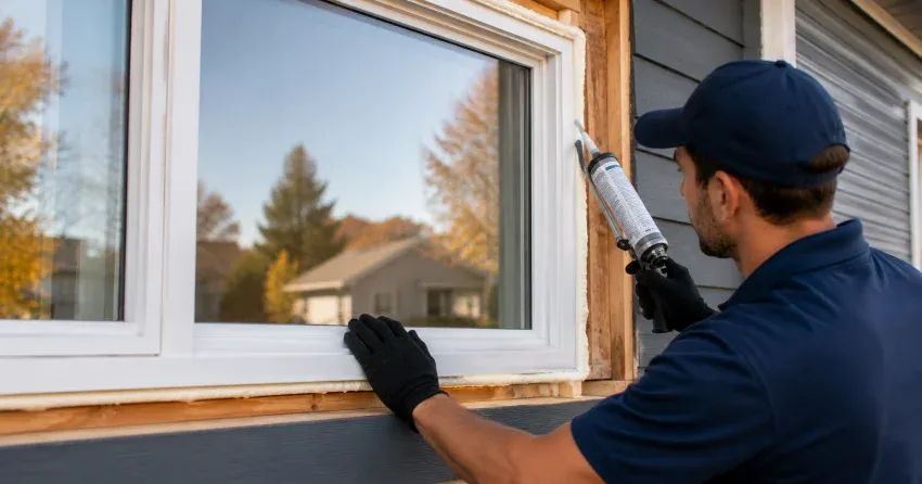 technician installing a new vinyl window in Georgetown