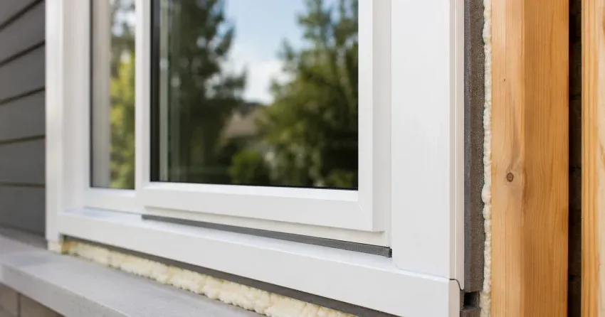 technician installing fiberglass window frame in Victoria Gardens, Georgetown home