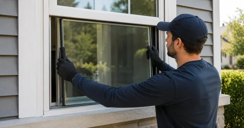 technician boarding up broken window during emergency glass repair Dominion Gardens, Georgetown