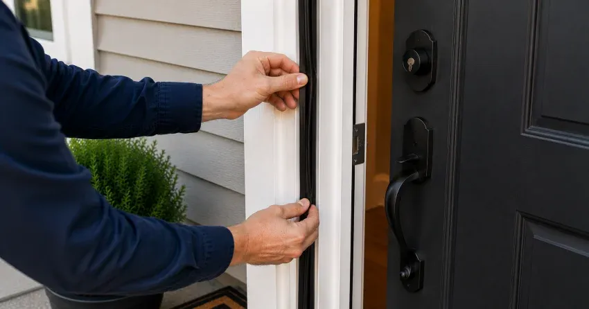 technician performing light test on door seal in Limehouse, Georgetown