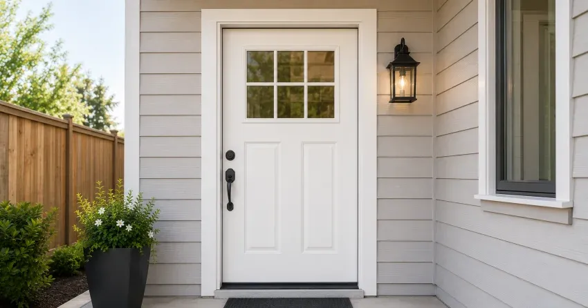 technician installing exterior door frame in Trafalgar Country, Georgetown
