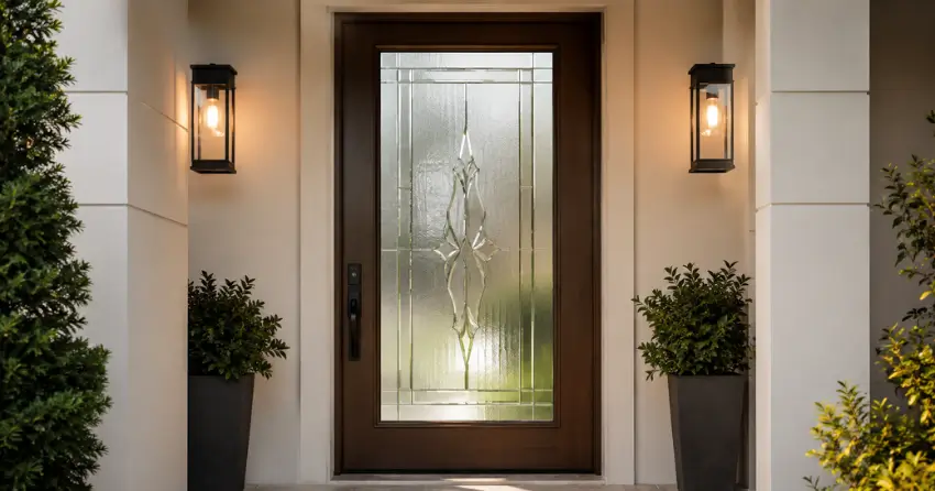 decorative frosted glass panel installed in a front door in Stewart Maclaren, Georgetown