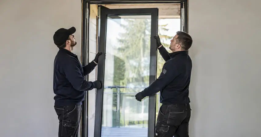 new glass panel being fitted into door frame in Glen Williams, Georgetown