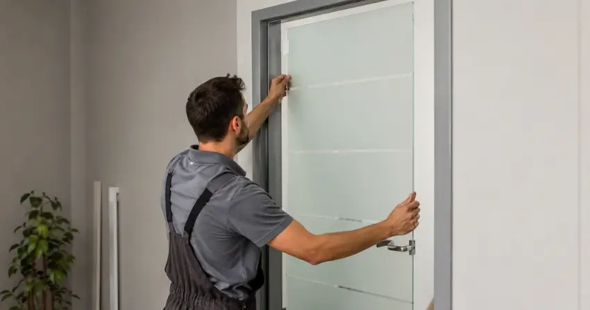 frosted glass interior door panel installation in Crewsons Corners, Georgetown