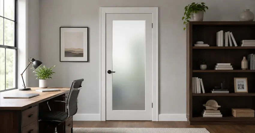 frosted interior door installed in home office in Marywood Meadows, Georgetown