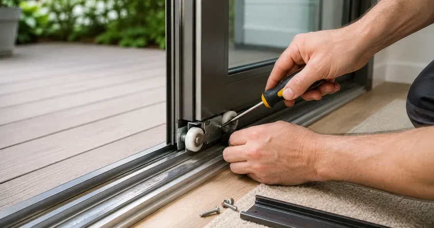 sliding door fix Crewsons Corners, Georgetown technician diagnosing track issue