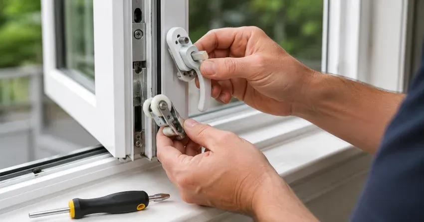 technician performing broken window repair Trafalgar Country, Georgetown on a sliding window