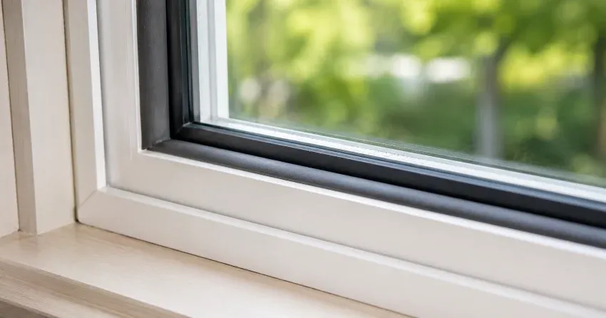 technician inspecting window weatherstripping for drafty window repair Georgetown